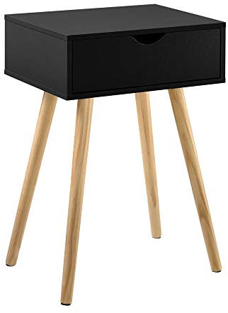 [en.casa] Beistelltisch 'Sörby' mit Schublade Schwarz Retro 60x40x30 cm Kommode Nachttisch Schubladentisch Nachtschrank Nachtkommode Ablage