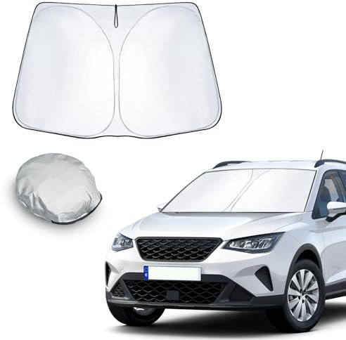 CDEFG Compatible con Seat Arona 2017-2024 2025 Parasol Coche Delantero Parabrisas Protector Plegable con Gran Pantalla Anti UV Rayos Mejor Fresco-Parasol Arona FR Accesorios