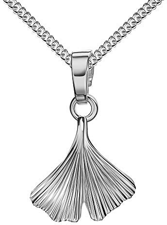 JEVELION Silberkette Anhänger 925 Silber mit Ginkgo-Blatt Sterlingsilber für Damen Mit Kette 45 cm