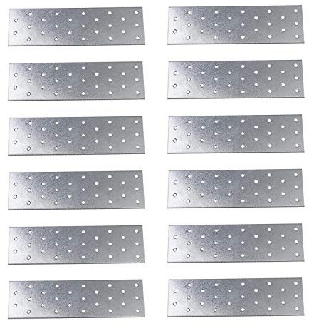 Create idea 12 unids Placas de unión de conexión plana de acero al carbono resistente galvanizado hoja múltiples agujeros soportes 200x60x2mm