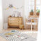 payé Teppich Kinderzimmer - Cream - 140x200cm - Spielteppich Babyzimmer süßer Elefant mit einem Regenschrim - Kurzflor Kinderteppich - Oeko-Tex Standard 100
