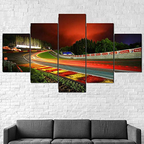 Myrdsio Decoration Murale 5 Parties Imprimé Sur Toile Intissee Circuit De F1 De Spa Francorchamps Image Xxl Motif Moderne Dcoration Avec Cadre