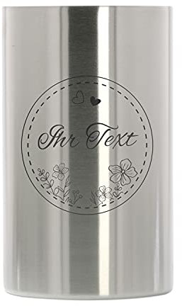 Personaliserter Weinkühler mit Gravur – Papierdekor Design – doppelwandiger Edelstahl Weinkühler, Sektkühler & Champagnerkühler – Geschenkidee für Weinliebhaber (18 x 12 cm) – STEMPEL-FABRIK