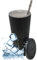 Nadia's Little Treasures Bicchiere con coperchio con cannuccia con borchie, in plastica, a doppia parete, per caffè freddo, acqua, granite o frullati, tazza Home Cinema (nero metallizzato/oro, 700 ml)