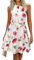 Newshows Sommerkleid Damen Knielang Elegant Kleid Neckholder Sommer Ärmellos Freizeitkleider mit Taschen(Floral-4, M)