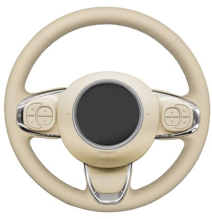 MEWANT Coprivolante in pelle microfibra beige per Fiat 500 2015-2021 / 500C 2016-2021