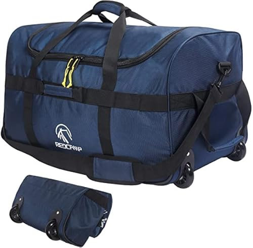REDCAMP Reisetasche mit Rollen, groß, faltbar, Reisetasche, Gepäck mit Rollen, schwarz, 85 l/120 l/140 l, Marineblau, 85 l