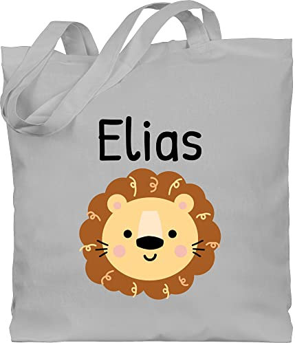 Baumwolltasche - Löwen - Süßer Löwe - Kindergarten Kita - Unisize - Hellgrau - personalisierte wechselkleidung beutel wäschebeutel kinder löwenmotiv lowe tasche süße taschen