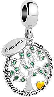 FGT Grandma Family Tree Charms Compatible with Pandora Moments Bracelets Gold Love Heart Women Granddaughter