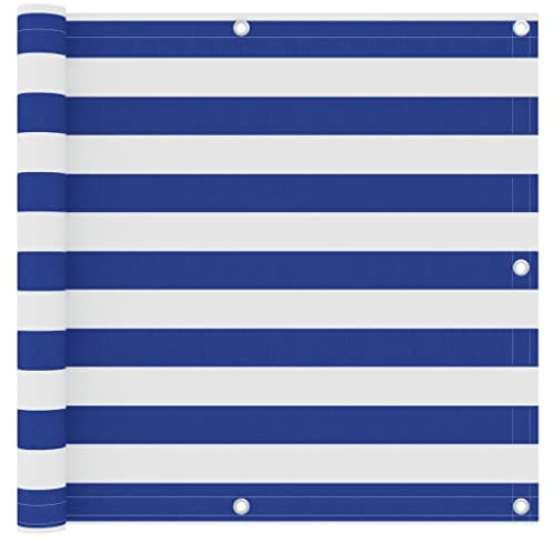HOMIUSE 90x400 cm Balkon Sichtschutz Garten Sichtschutz Terrasse Balkon Regenschutz Privacy Balkonverkleidung Windschutz Balkon Balcony Privacy Screen Weiß und Blau