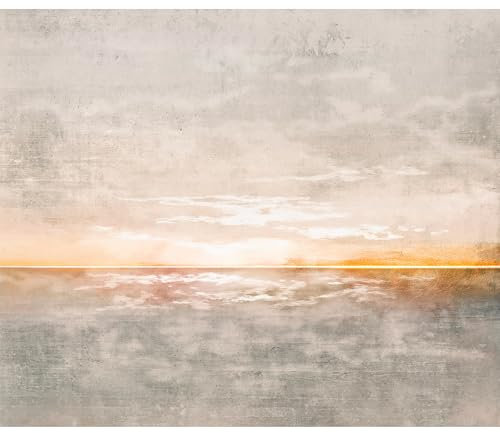 murando Fototapete Premium-Vlies Landschaft 350x256cm Foto Tapete Schlafzimmer Wohnzimmer Vliestapete XXL Wandtapete Motivtapeten Bildtapete 3d Effekt Wand Dekoration Betonoptik Meer Sonnenuntergang