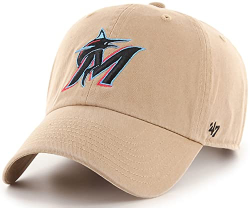 '47 MLB Khaki Clean Up Verstellbare Hutmütze, Erwachsene, Miami Marlins Khaki, Einheitsgr��e