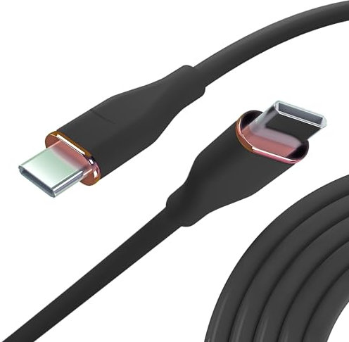 nolhel Cable USB Type-c 60 W Carga Rápida - Cable USB C USB C de Silicona Resistente - Cable Móvil Tipo C Compatible con Macbook y Smartphone (Negro, 1 m)