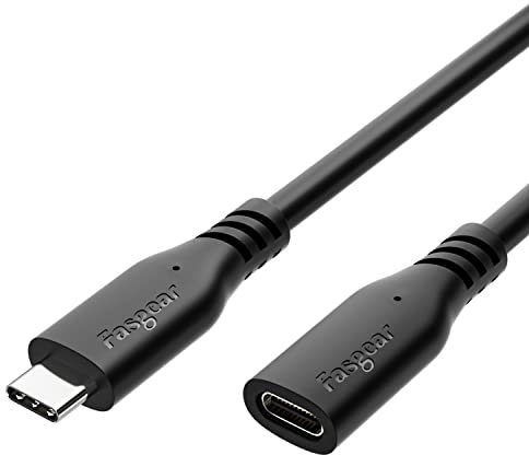 Fasgear USB-C-Verlängerungskabel: 10 Gbit/s USB-C 3.1 Typ-C-Verlängerungskabel, Stecker auf Buchse, 4K-Videoausgang, kompatibel für Thunderbolt 3 | Mac-Book Pro |USB-C-Hub| PS VR2(1.5m, Schwarz)