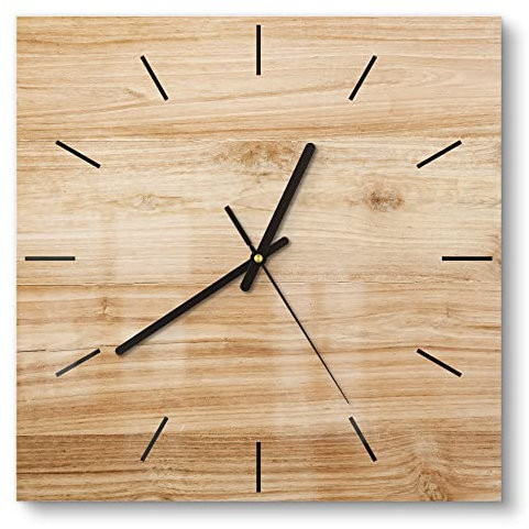 DEQORI Glasuhr | 30x30 cm | Motiv Holzstruktur detailliert | ausgefallene leise Design Uhr aus Glas | Wanduhr für Wohnzimmer & Küche | Moderne Hingucker Uhr für die Wand
