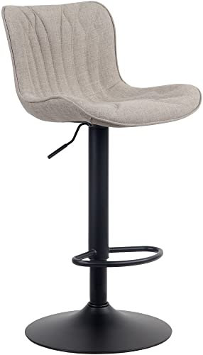 CLP Barhocker Linus I Höhenverstellbarer Tresenhocker, Farbe:Taupe, Material:Stoff