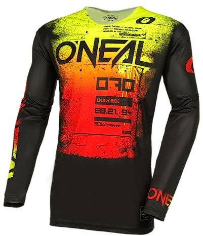 O'NEAL | Motocross-Shirt langarm | MX MTB Mountainbike | Leichtes Material, ergonomischer Slim Fit Schnitt für perfekte Passform | Mayhem Jersey Scarz V.24 | Erwachsene | Schwarz Rot | Größe L