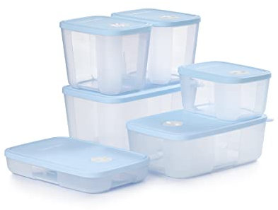 Tupperware Date, Store & Freeze Collection 6-teiliges Frischhaltedosen-Set, spülmaschinenfest und BPA-frei (6 Behälter, 6 Deckel)