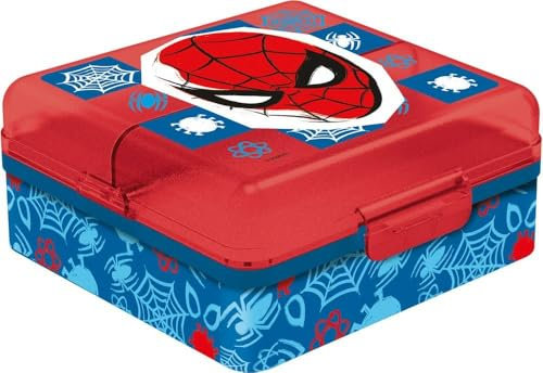 Tataway Sandwichera Marvel Red para niños en plástico de Spiderman con múltiples compartimentos