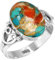 Jeweloporium 925 Silber Ringe für Frauen Mehrfarbig Natürlich Stachelige Auster mit Stein Boho Silber Ringe Größe 50(15.9) Valentinstag - Geschenk Handgefertigt Schmuck