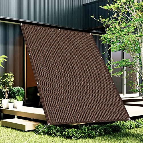 Sonnensegel 5 x 5 m Wasserdurchlässig Sonnenschutz Garten Sonnendach Pool Pergola mit Ösen und Kabelbinder für Terrasse Balkon Garten, Braun