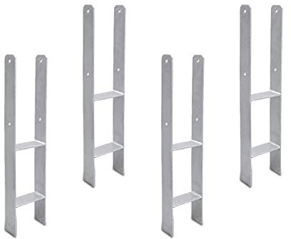 Daromigo 4 Stück H-Pfostenanker 600x60x101mm H-Pfostenträger H-anker für Zaun und Gewächshaus Pfosten mit Befestigungsmaterial Materialstärke 5mm