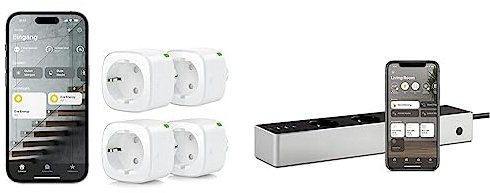 Eve Energy (Matter) 4er Set - Smarte Steckdose, App- und Sprachsteuerung, TÜV-zertifiziert & Energy Strip - Smarte Dreifach-Steckdosenleiste