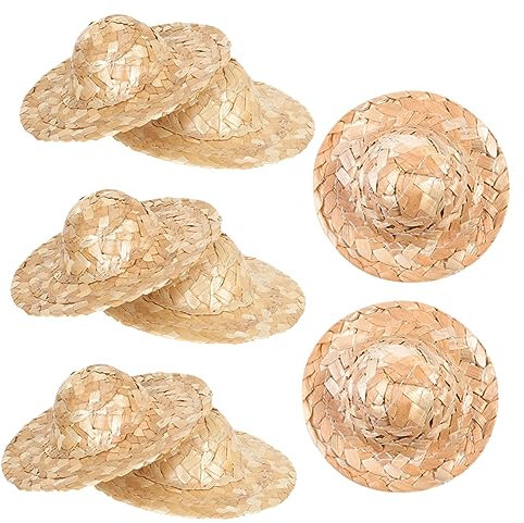 GANAZONO 8st Puppenstrohhüte Zum Basteln Weben Von Handwerklichen Hutverzierungen Kleine Hüte Dekor Handgewebte Graskappe DIY Bastelhüte Mini-webhut Mini-Hut-DIY-Requisite Zylinder Miniatur