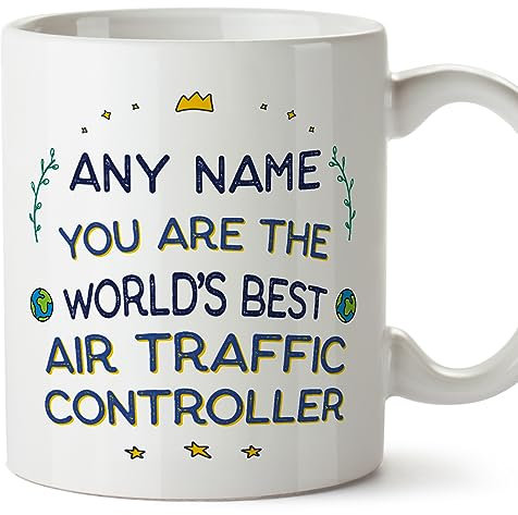 Mugffins Tassen Personalisierten für FLUGLOTSIN - Auf Englisch - World's Best - 11 oz / 330 ml - Individuell Anpassbar Geschenk Mitarbeiter