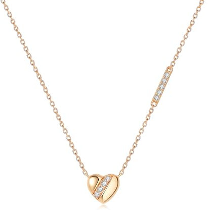 LOVANS Necklaces for Women Rose Gold Heart Pendant 925 Sterling Silver with Zirconia Chock NecklaceJewelry Gifts for Women Her Wife