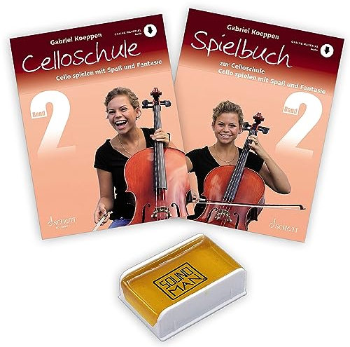 Celloschule 2 + Spielbuch: (Starterset) mit Online Audio - Band 2 von Gabriel Koeppen (ISBN 9783795799953-9783795721954) + Soundman Kolophonium für Cello