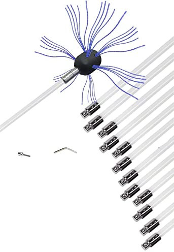 Stufa A Pellet Kit Spazzacamino Accessori Camino 6/8/10/12 Asta Flessibile Spazzacamino + 1 Testina Spazzacamino Può Essere Allungata E Piegata Spazzola Canna Fumaria Spazzola Pulizia Camino ( Color :