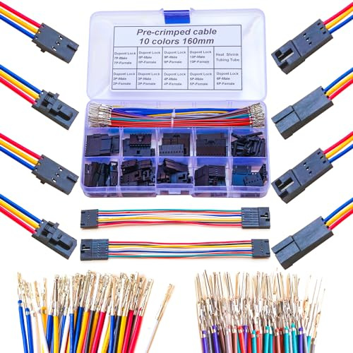 Yoeruyo Connecteur Dupont avec serrure 2,5 mm mâle et femelle Extension Molex Kit de connecteurs Molex à une rangée Dupont 2/3/4/5/6/7/8/9/10 broches mâle femelle avec câble pré-serti 22 AWG (verrou
