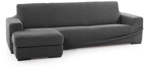 SOFASKINS® super elastischer Chaise Longue überzug, Sofabezug Kurze Linke Armlehne, Sofa überzug atmungsaktiv, bequem und langlebig, Kompatible Abmessungen des Sofas (210-340 cm), Farbe dunkelgrau