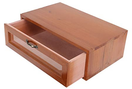 Gatuida Retro Desk Storage Box Monitor Stand for Desks Wooden Makeup Storage Container Desktop Organizers
