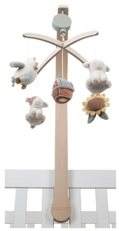 Little Dutch 8818 Stoff Mobile mit Spieluhr und Holz Halterung - Little Farm (37x52x75 cm)