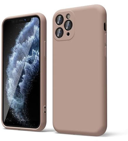 oakxco for iPhone 11 Pro Phone Case Liquid Silicone, Thin Slim Soft Rubber Gel TPU Plain Simple Cover for Women Girl Cute, Matte Solid Color, Brown Khaki Nude