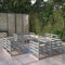 QJBSAVVA 8-TLG Garten-Lounge-Set, Ecksofa Polsterbank Gartenbank Küchensofa Geeignet für Outdoor Parks Innenhof Strand Grau Kiefer Massivholz
