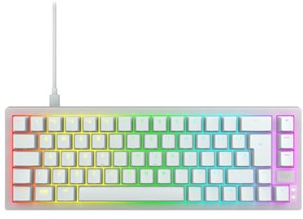 CHERRY XTRFY K5V2 Compact, Mechanical 65 Percent Gaming Keyboard, UK Layout (QWERTY), Hot-Swap Keyboard, CHERRY MX2A RED SWITCHES, Transparent White