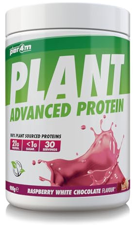 Per4m Plant Protein Matrix | 30 Servings of High Protein | Plant Shake with Amino Acids | for Optimal Nutrition When Training | Low Sugar Gym Supplements (900g, Raspberry White Chocolate)