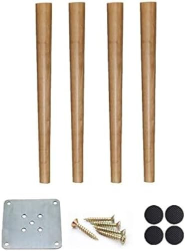 4 Stück Sofabeine aus Holz, Ersatzhöhe für Möbelbeine, Tischfüße im rechtwinkligen Design, für Tisch, Stuhl, TV-Ständer, Couch, Schreibtisch, Arbeitsplatte, Bar,Primärfarbe,60cm/24in