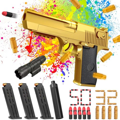 Spielzeug Pistole Wüstenadler Mit Platzpatronen, Knall Munition, Schaumstoff Geschoss und Zielscheibe für Nerf