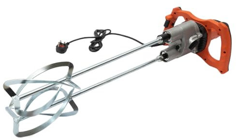 Handheld Electric Cement Mixer 1800W Portable Concrete Mixer Adjustable Speed Double-Rod Paddle Mixer Tool for Mixing Grout, Plaster, Mortar, Paint or Glue