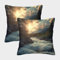 RNDKAUUIE Berg- und Flusslandschaft 2er Set Kissenbezug Kopfkissenbezug Mit Reißverschluss, Superweicher Premium Und, Super Bequemer Landschaftsmalerei Kissenhülle Für Sofa Couch Wohnzimmer 45x45cm