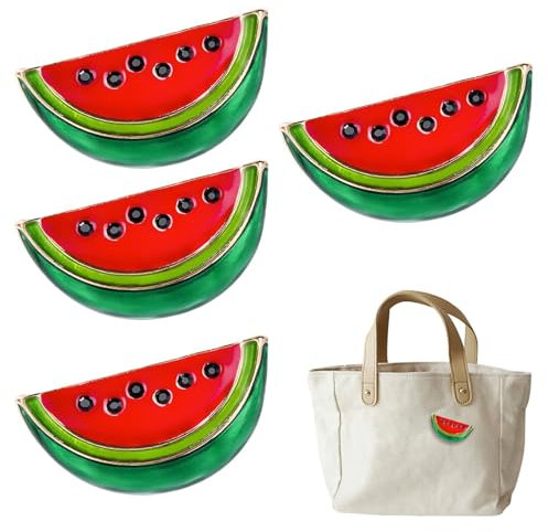 Wassermelone Anstecknadel, 4 Stück Emaille Wassermelone Brosche, Wassermelonen-Emaille-Anstecknadel, Fruchtförmige Cartoon-Brosche für Sommergeschenke Geburtstag Reverskragen Accessoires Taschen