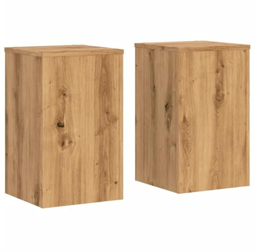 vidaXL Pflanzenständer 2 STK., Blumenständer Hohle Konstruktion, Dekosäule Podest für Pflanzen Dekoartikel, Blumenhocker Blumensäule, Artisan-Eiche Holzwerkstoff