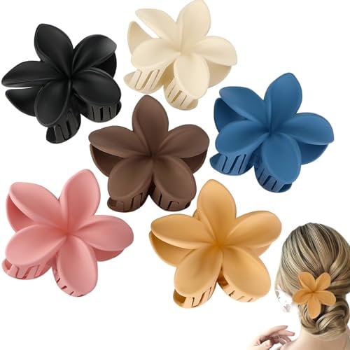 Paquete de 6 Pinzas para el Pelo de Flores, Antideslizantes, Fuerte Sujeción, Accesorios para Peinados para Cabello Grueso y Fino, Regalos para Mujeres y Niñas