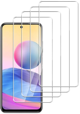 Dlxiks Protector de Pantalla para Xiaomi Redmi Note 10 5G/Xiaomi Poco M3 Pro, Cristal templado Antiarañazos,Dureza 9H, fácil instalación, Sin Burbujas, Antiarañazos, HD Transparente, 4 Unidades