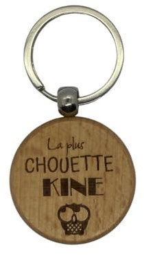 Porte-clés en Bois Gravé La plus Chouette Kiné, Cadeau pour Kinésithérapeute