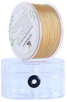 KONMAY Fil en nylon de 0,4 mm avec boîte de rangement - 150 m - Doré vieilli - Pour bijoux, macramé, Kumihimo, perles, nœuds chinois et artisanat